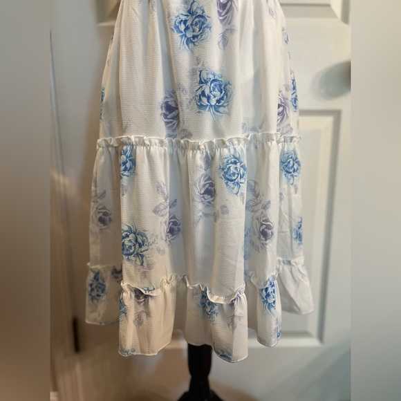 ECOWISH Floral Spaghetti Strap Tie Knot Front Flowy Pleated Mini Swing Dress NWT - Picture 2 of 9